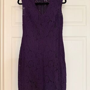 Ralph Lauren Deep Purple Lace Midi Dress